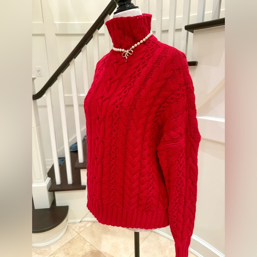 Red Cable Knit Sweater - Picture 5 of 8